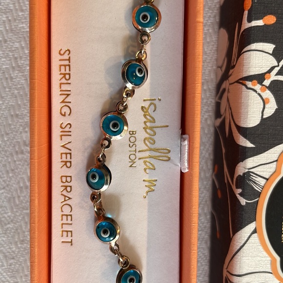 Isabella m. Of Boston Sterling silver “evil eye” bracelet 14 translucent stones - Picture 5 of 5